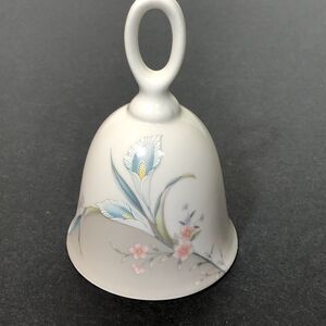 Russ Porcelain Bell, 5009, Blue Calla Lilies and Pink Flowers Vintage Japan Made